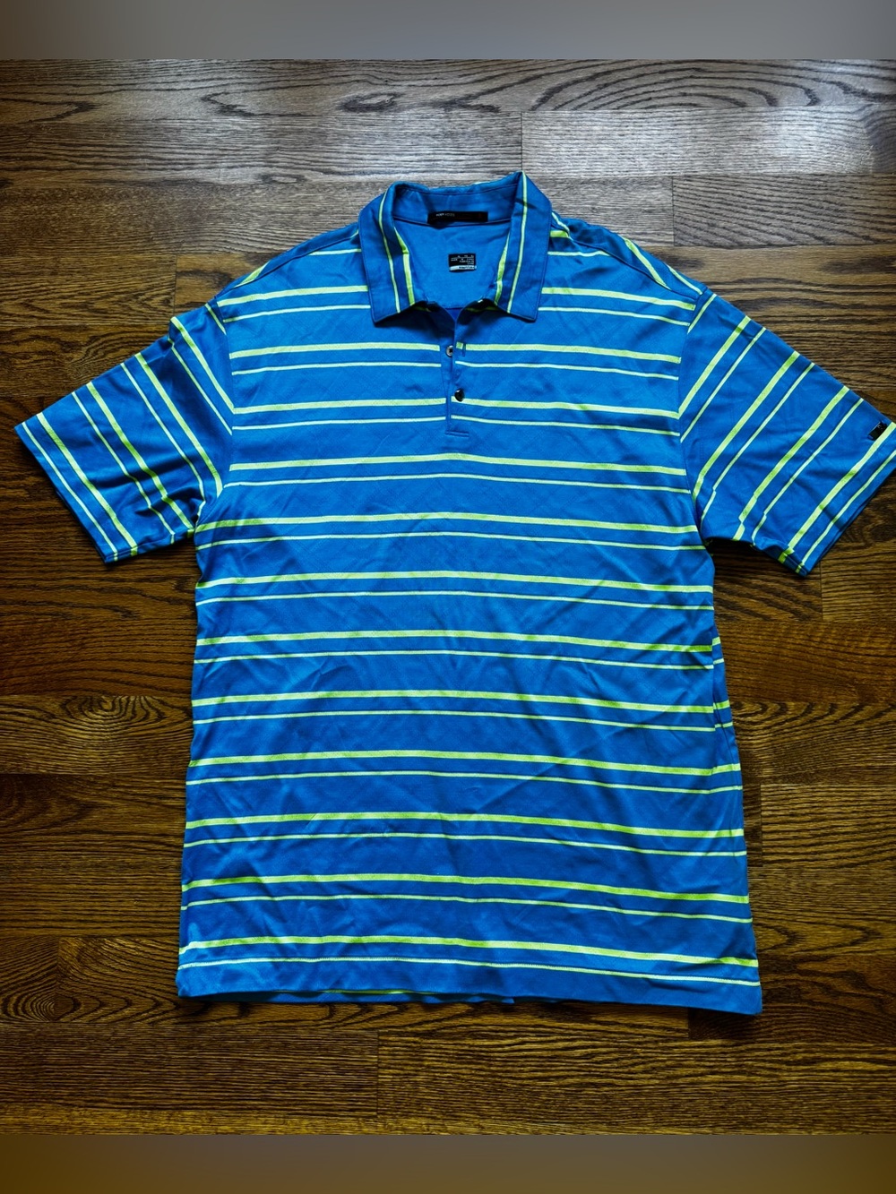 Nike Tiger Woods Collection Golf Polo Mens XL Blue Green Striped FIT DRY